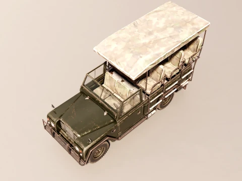 Classic Safari Tour Vehicle 4x4 - PBR Worn 3D Model