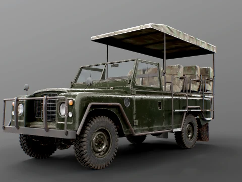 Classic Safari Tour Vehicle 4x4 - PBR Worn 3D Model