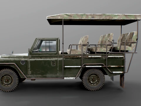 Classic Safari Tour Vehicle 4x4 - PBR Worn 3D Model
