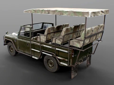 Classic Safari Tour Vehicle 4x4 - PBR Worn 3D Model
