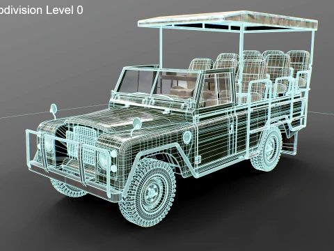 Classic Safari Tour Vehicle 4x4 - PBR Worn 3D Model
