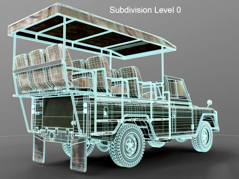 Classic Safari Tour Vehicle 4x4 - PBR Worn 3D Model