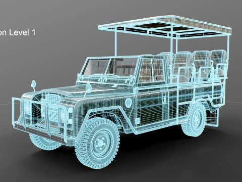 Classic Safari Tour Vehicle 4x4 - PBR Worn 3D Model