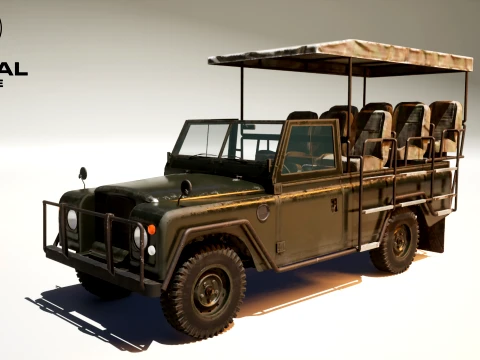 Classic Safari Tour Vehicle 4x4 - PBR Worn 3D Model