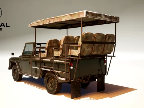Classic Safari Tour Vehicle 4x4 - PBR Worn 3D Model