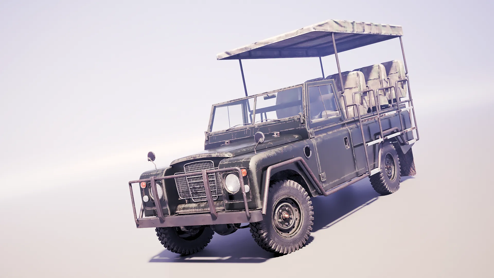 Classic Safari Tour Vehicle 4x4 - PBR Worn Low 3D Model .c4d .max .obj .3ds .fbx .stl .blend 