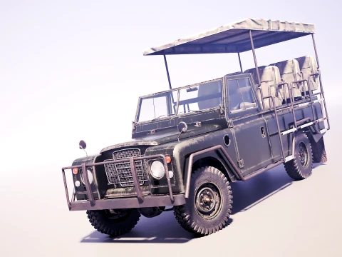 Classic Safari Tour Vehicle 4x4 - PBR Worn Low 3D Model
