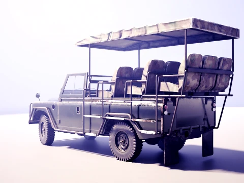 Classic Safari Tour Vehicle 4x4 - PBR Worn Low 3D Model