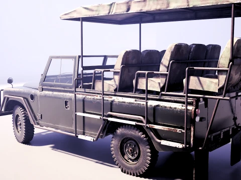 Classic Safari Tour Vehicle 4x4 - PBR Worn Low 3D Model