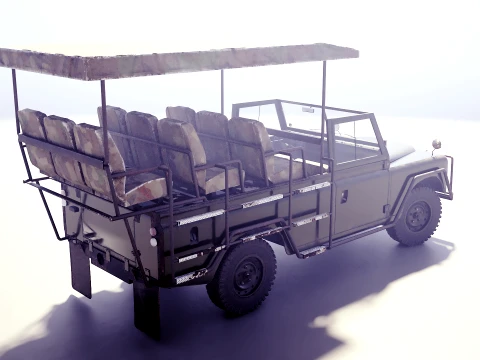 Classic Safari Tour Vehicle 4x4 - PBR Worn Low 3D Model