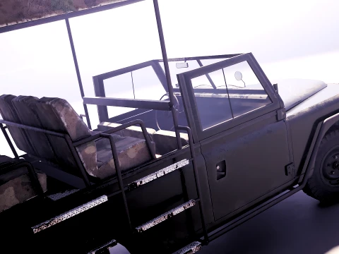 Classic Safari Tour Vehicle 4x4 - PBR Worn Low 3D Model