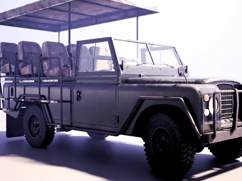 Classic Safari Tour Vehicle 4x4 - PBR Worn Low 3D Model