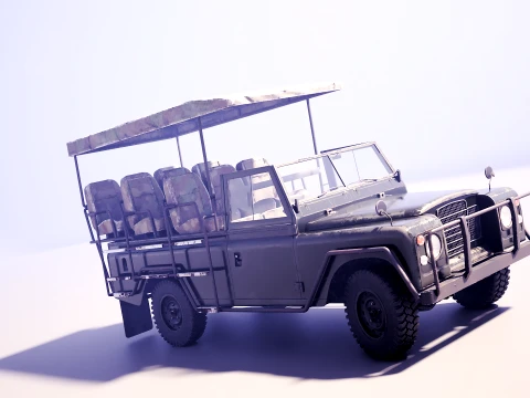 Classic Safari Tour Vehicle 4x4 - PBR Worn Low 3D Model
