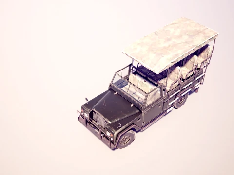 Classic Safari Tour Vehicle 4x4 - PBR Worn Low 3D Model