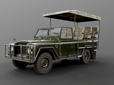 Classic Safari Tour Vehicle 4x4 - PBR Worn Low 3D Model