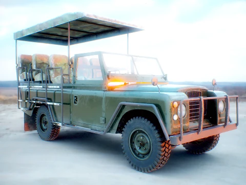 Classic Safari Tour Vehicle 4x4 - PBR Worn Low 3D Model