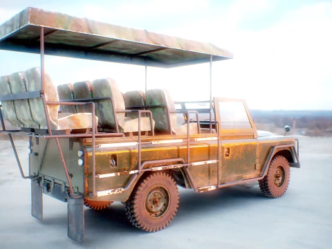 Classic Safari Tour Vehicle 4x4 - PBR Worn Low 3D Model