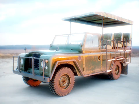 Classic Safari Tour Vehicle 4x4 - PBR Worn Low 3D Model
