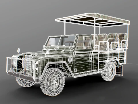 Classic Safari Tour Vehicle 4x4 - PBR Worn Low 3D Model