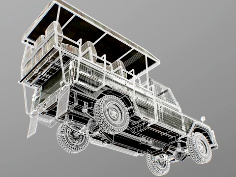 Classic Safari Tour Vehicle 4x4 - PBR Worn Low 3D Model