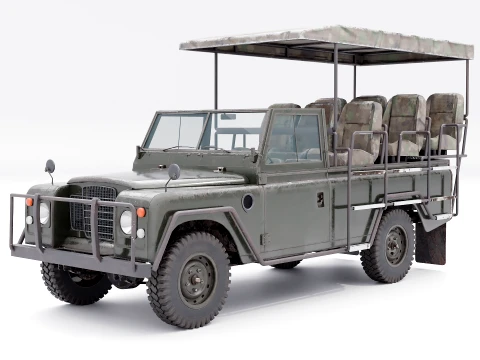 Classic Safari Tour Vehicle 4x4 - PBR Worn Low 3D Model