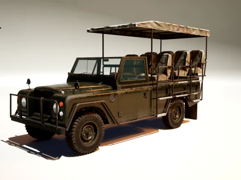 Classic Safari Tour Vehicle 4x4 - PBR Worn Low 3D Model