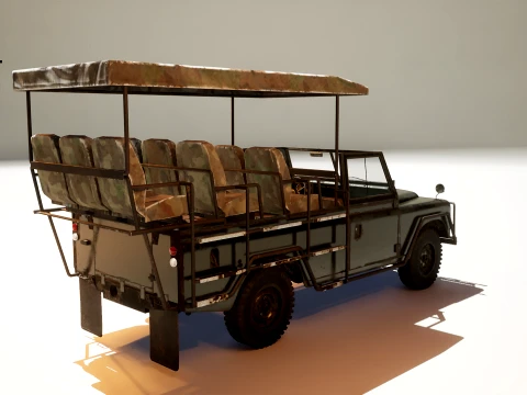 Classic Safari Tour Vehicle 4x4 - PBR Worn Low 3D Model