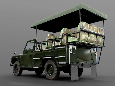 Classic Safari Tour Vehicle 4x4 3D Model