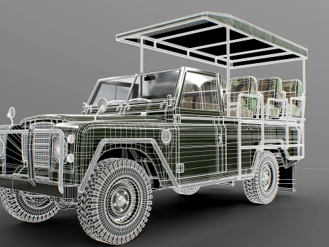 Classic Safari Tour Vehicle 4x4 3D Model