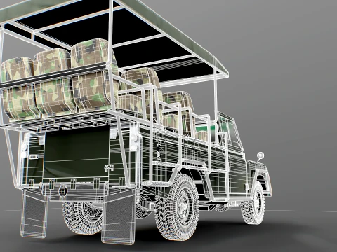 Classic Safari Tour Vehicle 4x4 3D Model