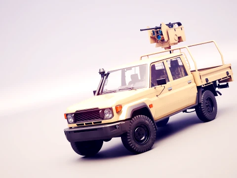 Camioneta táctica ligera armada con RWS - PBR ORM Modelo 3D