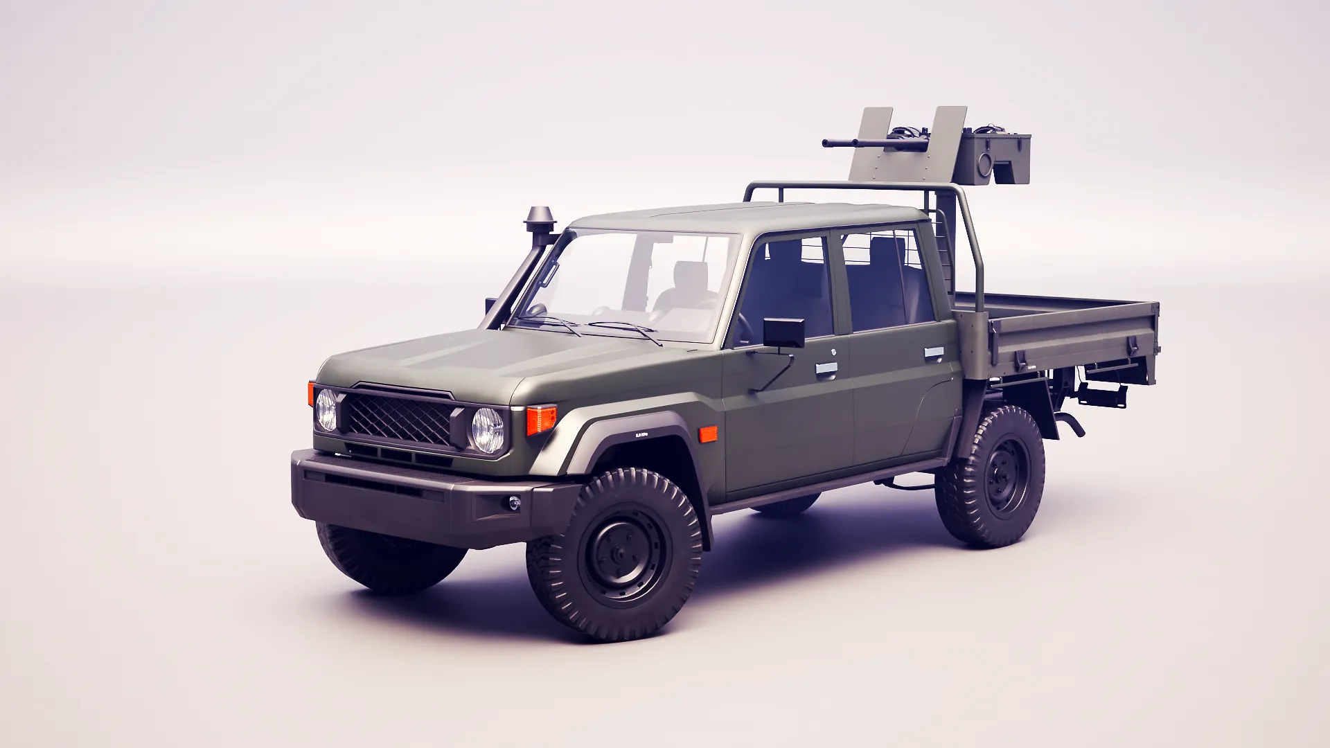 Armed Light Tactical Pickup Truck with Machinegun - PBR ORM 3D Model .c4d .max .obj .3ds .fbx .stl .blend 