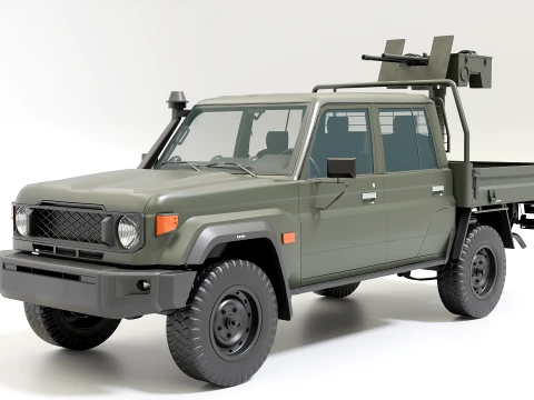 Armed Light Tactical Pickup Truck with Machinegun - PBR ORM 3D Model