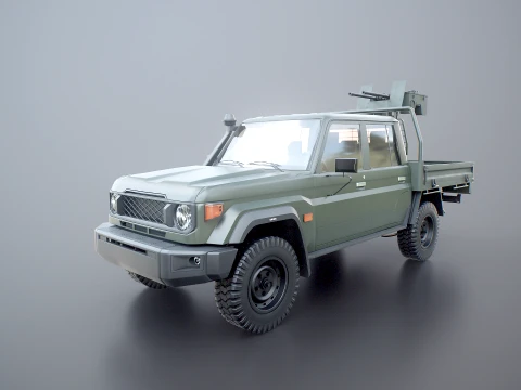 Armed Light Tactical Pickup Truck with Machinegun - PBR ORM 3D Model