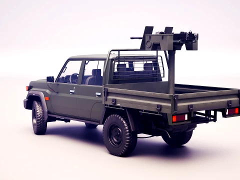 Armed Light Tactical Pickup Truck with Machinegun - PBR ORM 3D Model