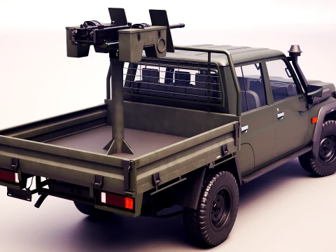 Armed Light Tactical Pickup Truck with Machinegun - PBR ORM 3D Model