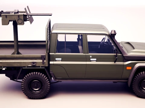 Armed Light Tactical Pickup Truck with Machinegun - PBR ORM 3D Model