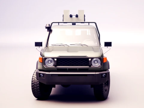 Armed Light Tactical Pickup Truck with Machinegun - PBR ORM 3D Model