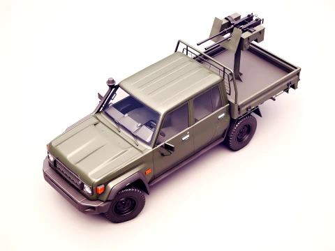Armed Light Tactical Pickup Truck with Machinegun - PBR ORM 3D Model