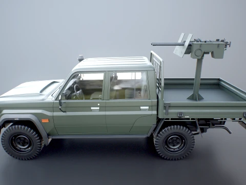 Armed Light Tactical Pickup Truck with Machinegun - PBR ORM 3D Model