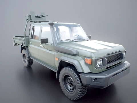 Armed Light Tactical Pickup Truck with Machinegun - PBR ORM 3D Model