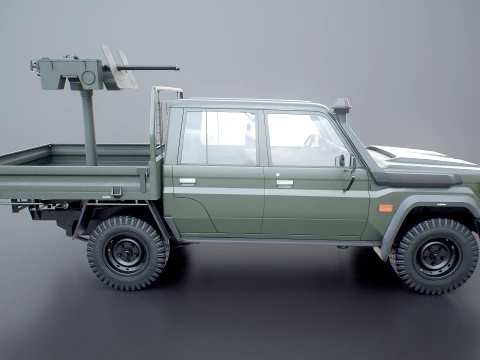 Armed Light Tactical Pickup Truck with Machinegun - PBR ORM 3D Model