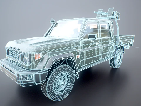 Armed Light Tactical Pickup Truck with Machinegun - PBR ORM 3D Model