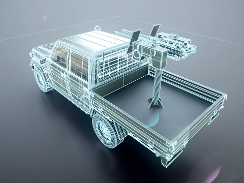 Armed Light Tactical Pickup Truck with Machinegun - PBR ORM 3D Model