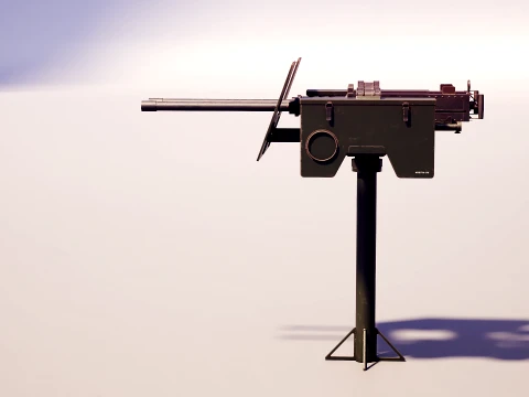 Anti-Aircraft Twin Machinegun Turret PBR 3D Model