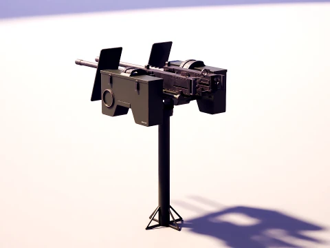 Anti-Aircraft Twin Machinegun Turret PBR 3D Model