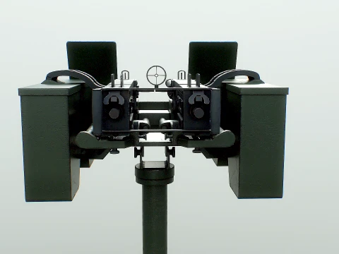 Anti-Aircraft Twin Machinegun Turret PBR 3D Model