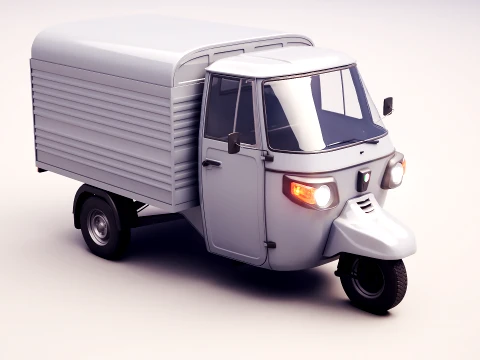 Classic Three-Wheeler Auto Rickshaw Panel Van PBR Modello 3D