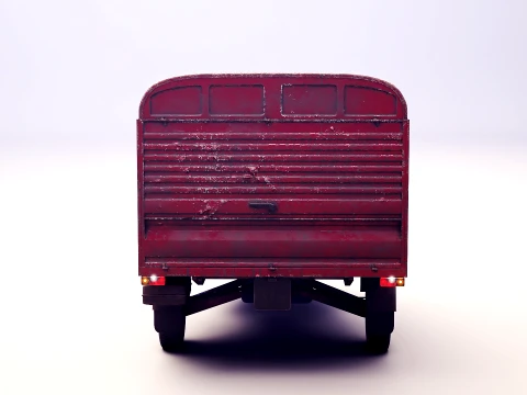 Classic Worn Three-Wheeler Auto Rickshaw Panel Van PBR 3D Model