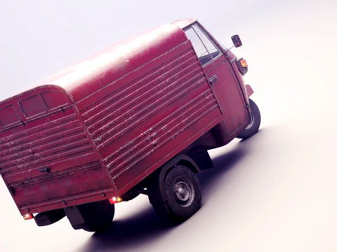 Classic Worn Three-Wheeler Auto Rickshaw Panel Van PBR 3D Model